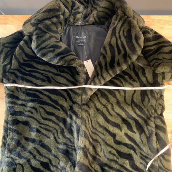 NEW Anthropologie Sanctuary Green Zebra Print Faux Fur Jacket Size Medium - Picture 13 of 16